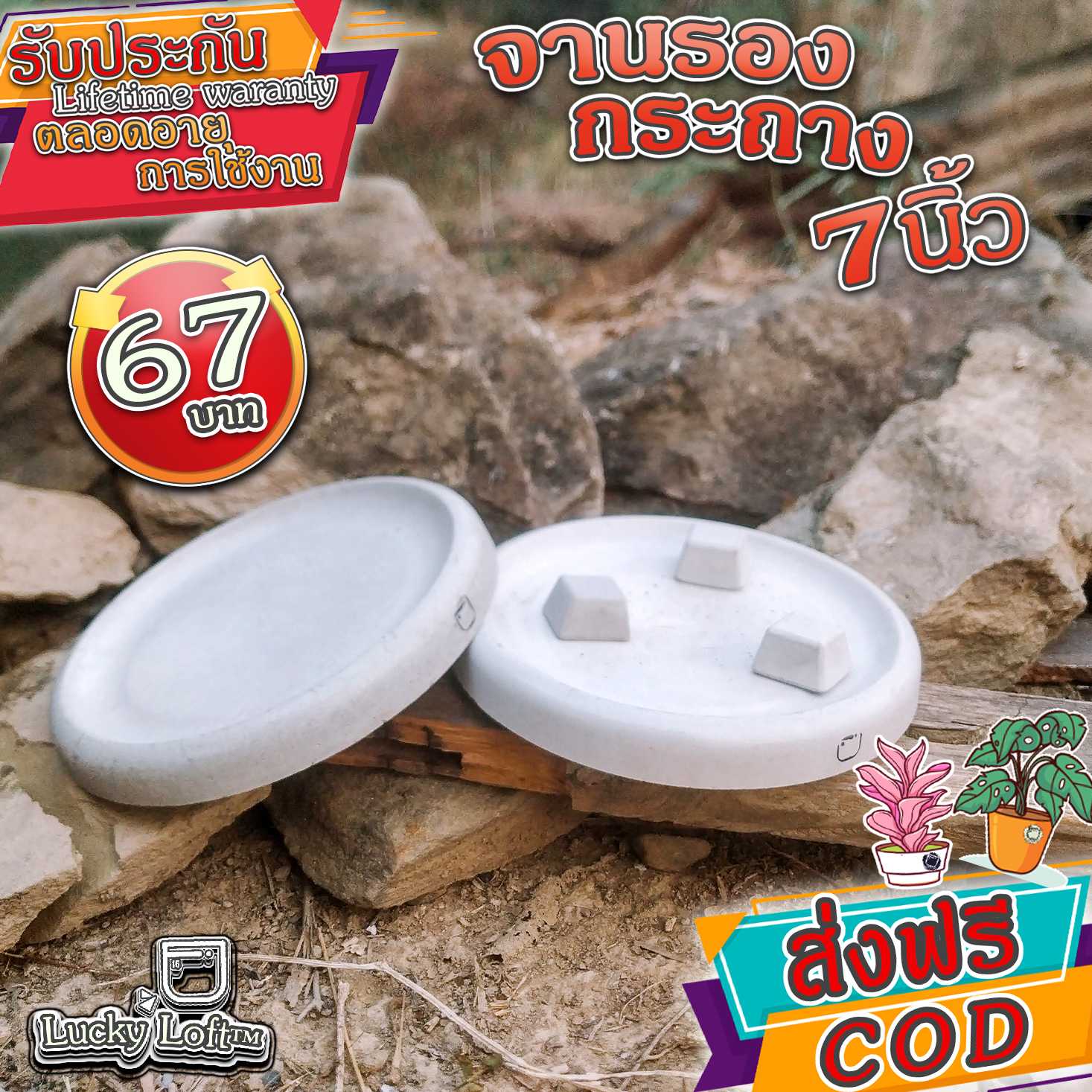 Lucky Loft™ P7 จานรองกระถาง หรือถาดรองกระถาง มินิมอล&ลอฟท์ ขนาด 6.5นิ้ว