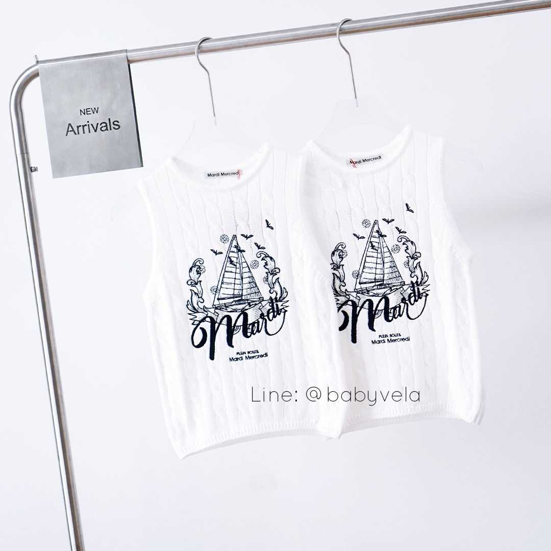 Mardi Cable Top Sleeveless Bon Voyage (White Black)