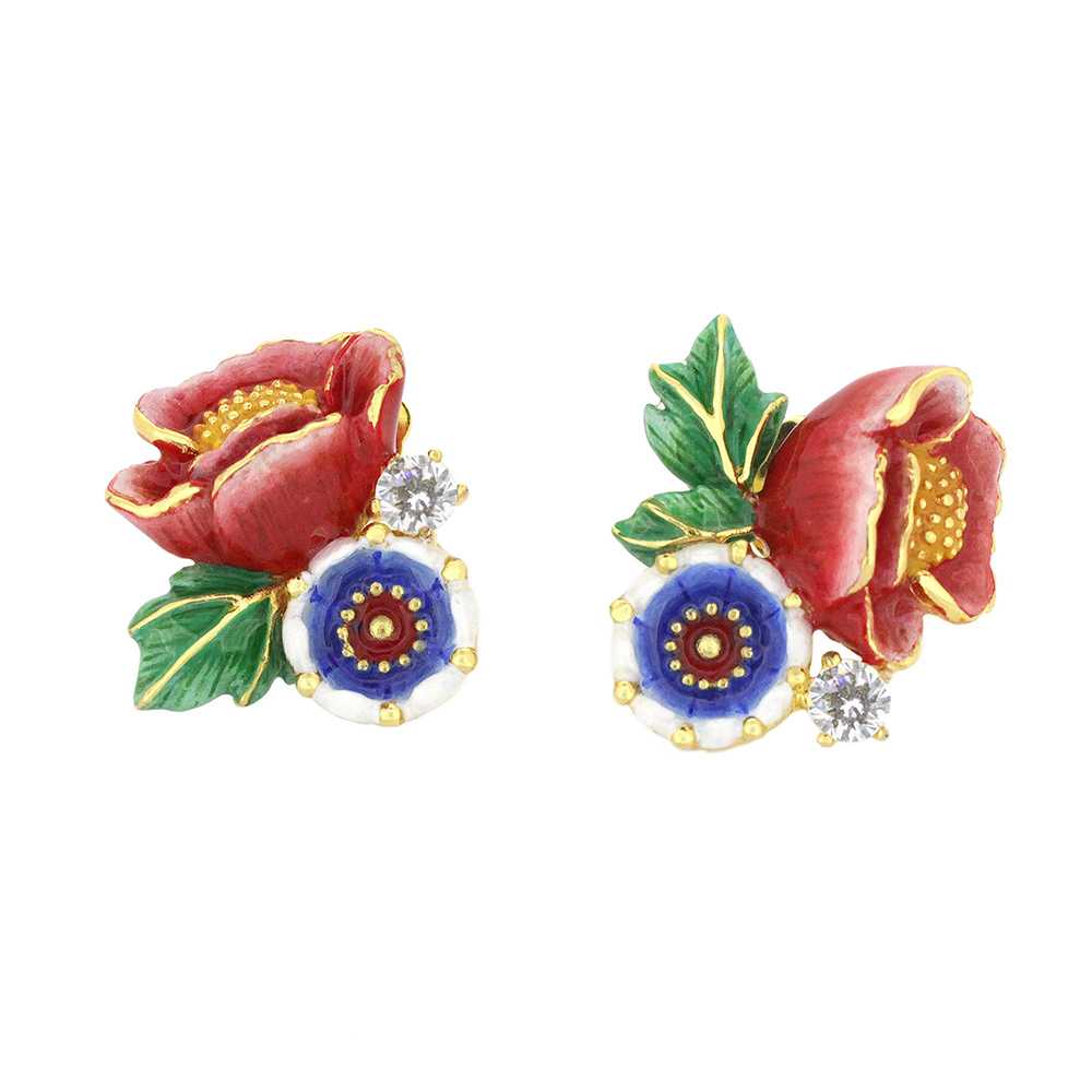 Orient Romance Love Flower Stud Earrings ต่างหูดอกโบตั๋น | GoodAfterNine