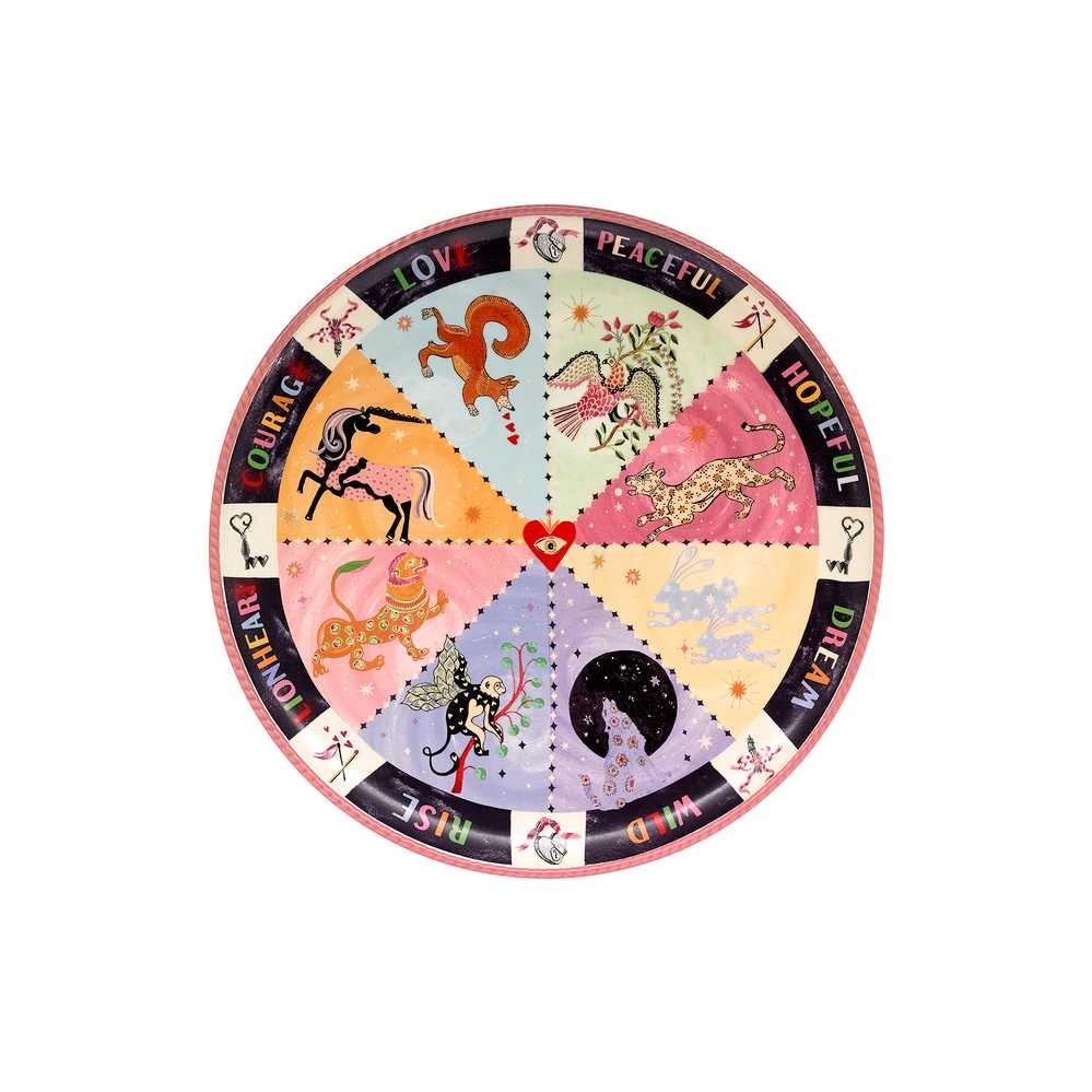 Round Platter Spirit Animals Pink