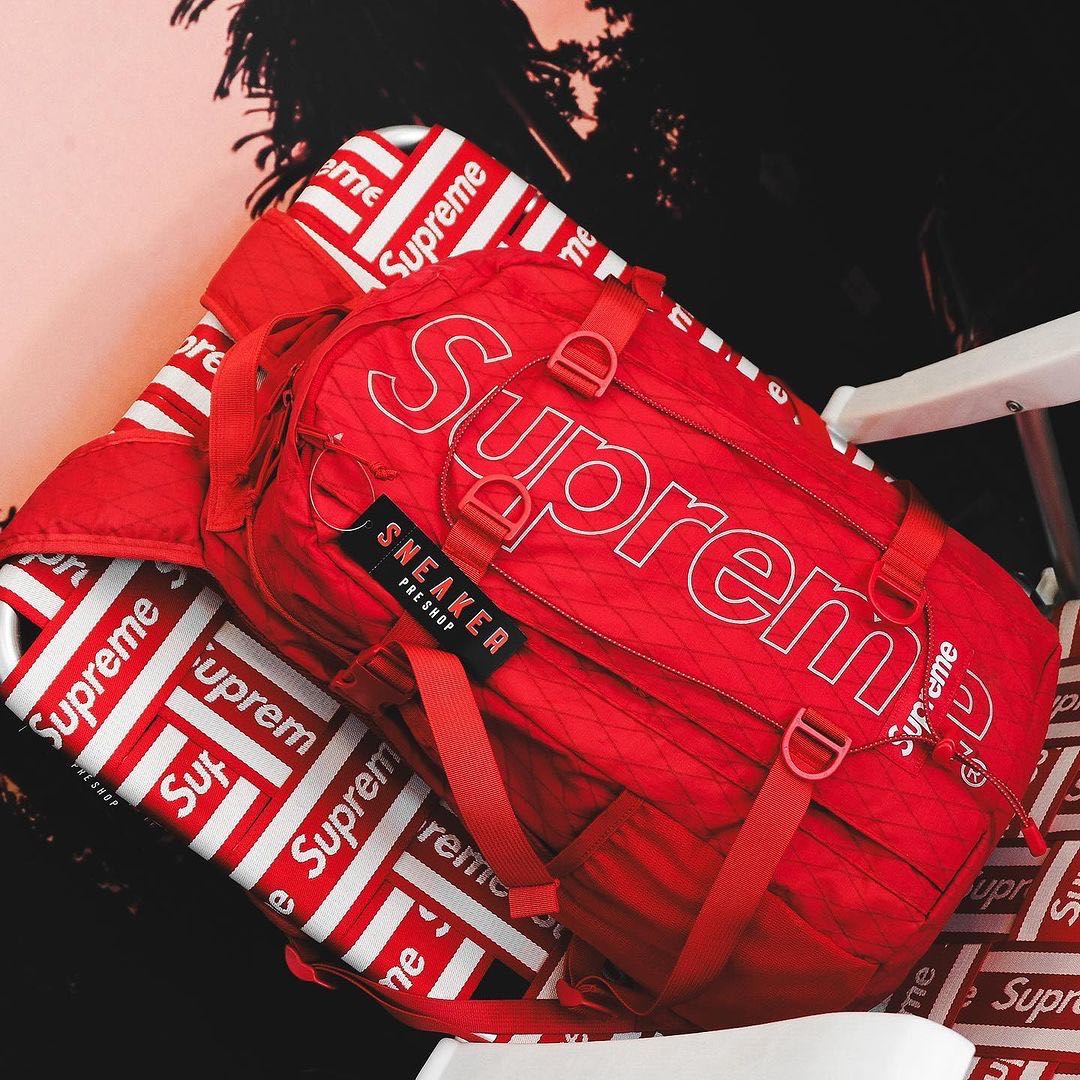 Supreme Logo Backpack Red FW18 Used