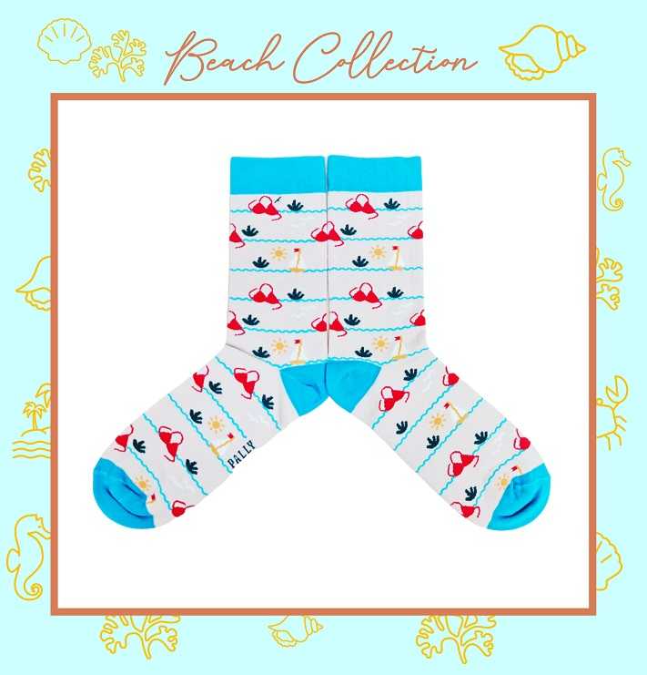 PALLY ถุงเท้าแฟชั่น Beach collection ครึ่งน่อง ลาย Bikini ขนาดฟรีไซส์