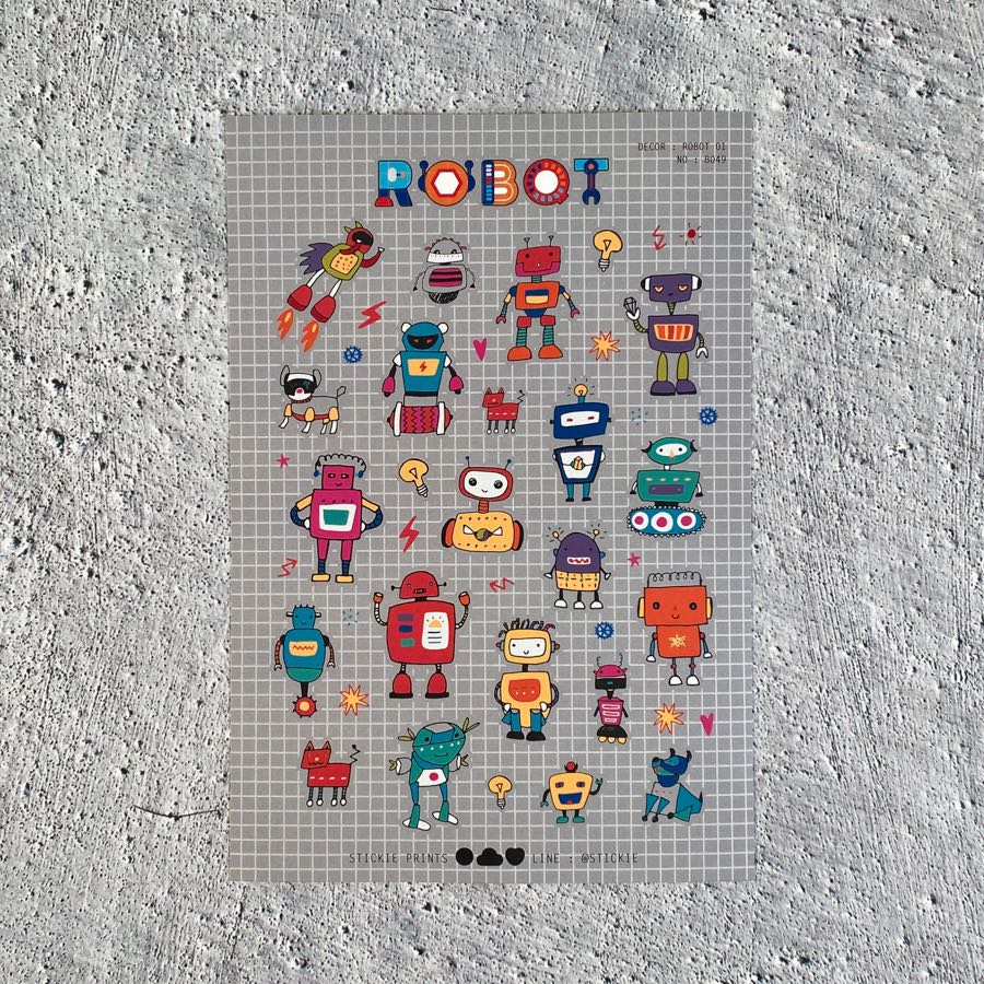 สติ๊กเกอร์ติดเล่น กันน้ำ ลาย ROBOT ( Sticker dicut 1 sheet )