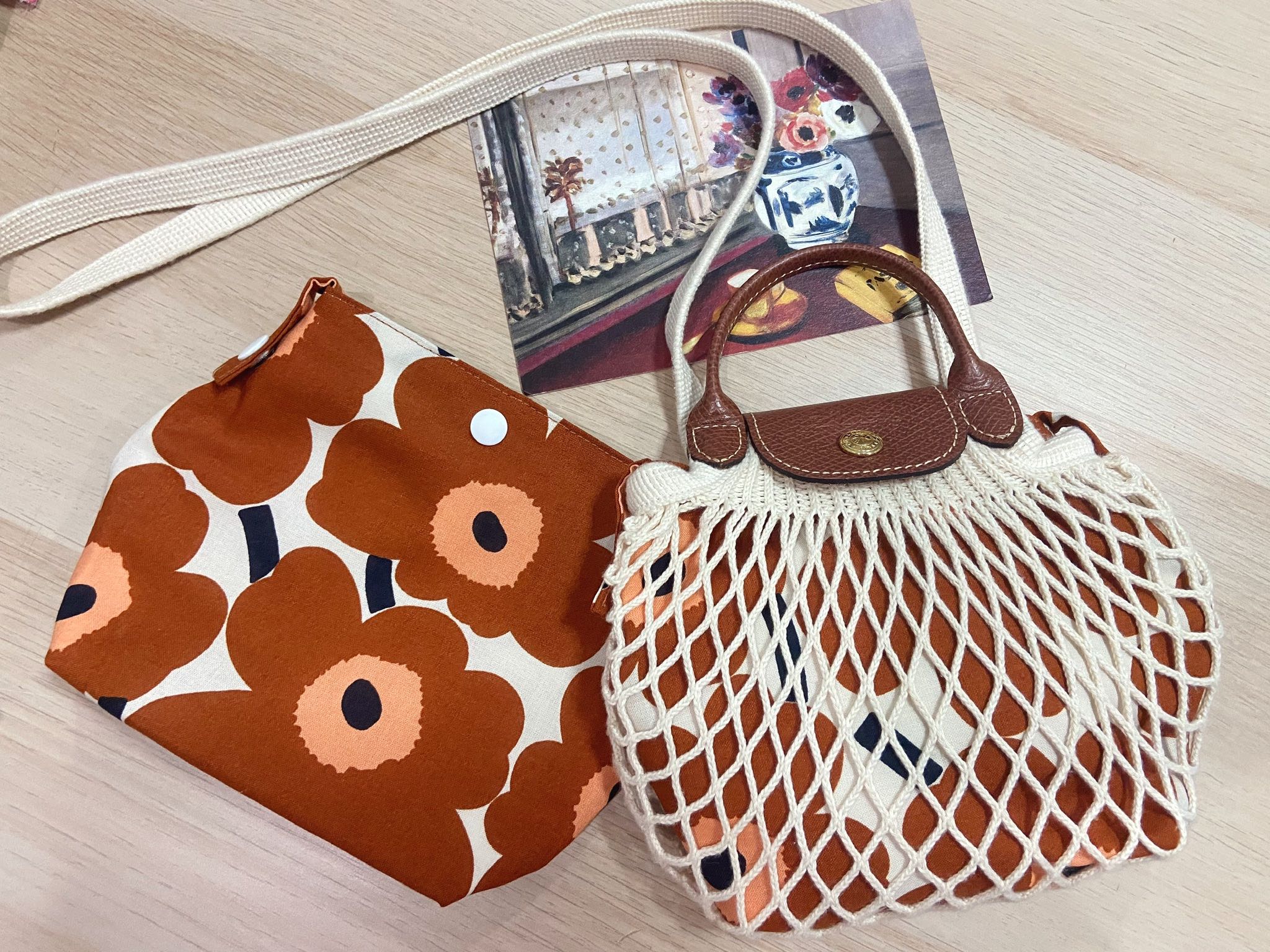 Bag in Bag กระเป๋าไส้ในไซส์ XS 🧺ผ้าMarimekkoสีBrown📌จัดส่งหลังจากกดสั่ง 7-10วัน