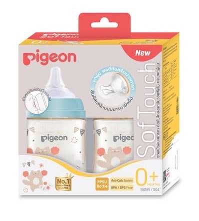 Best Seller PIGEON ขวดนมคอกว้างรุ่น Soft Touch - Hooray cat 5oz.