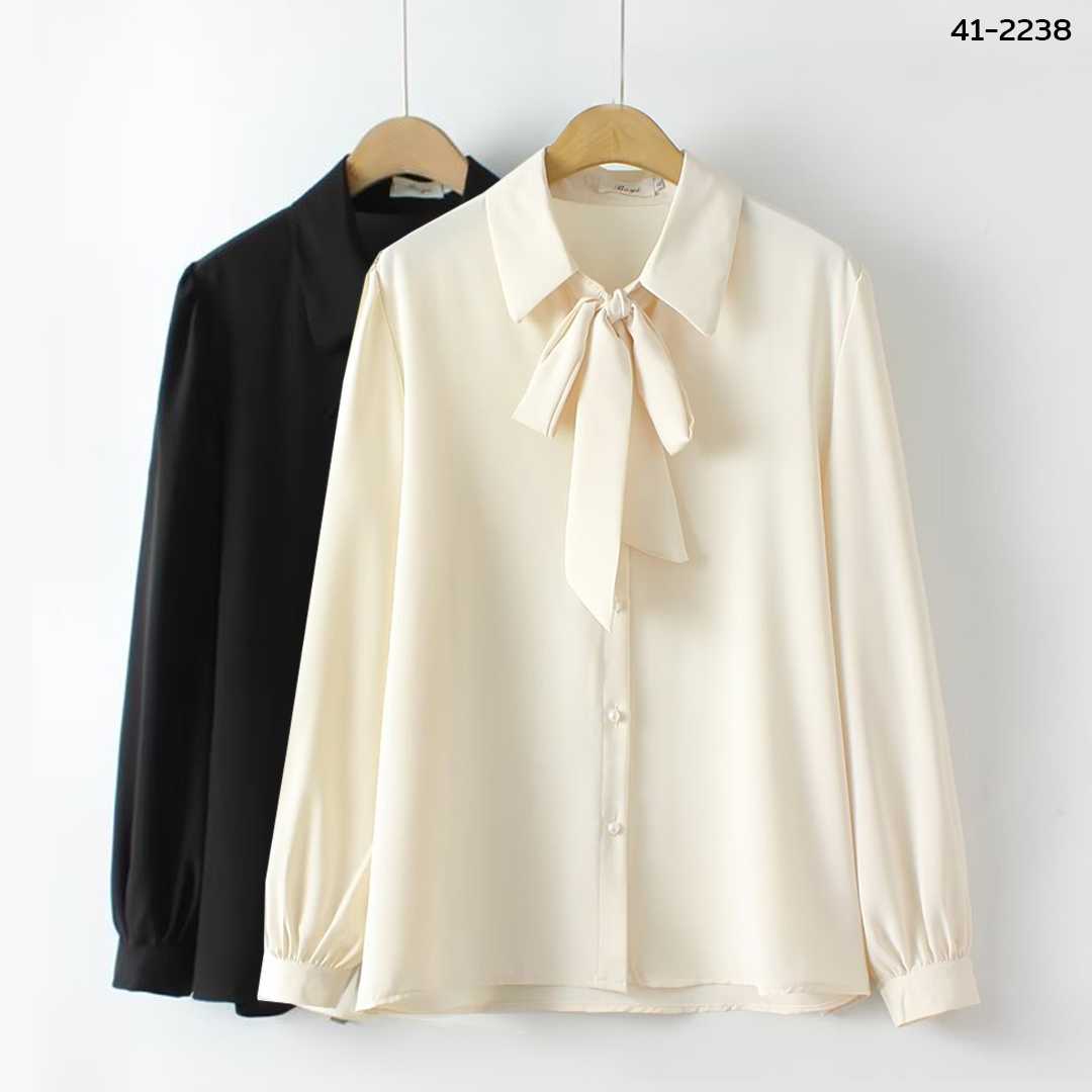 41-2238 เสื้อทำงานแขนยาว แต่งโบว์
