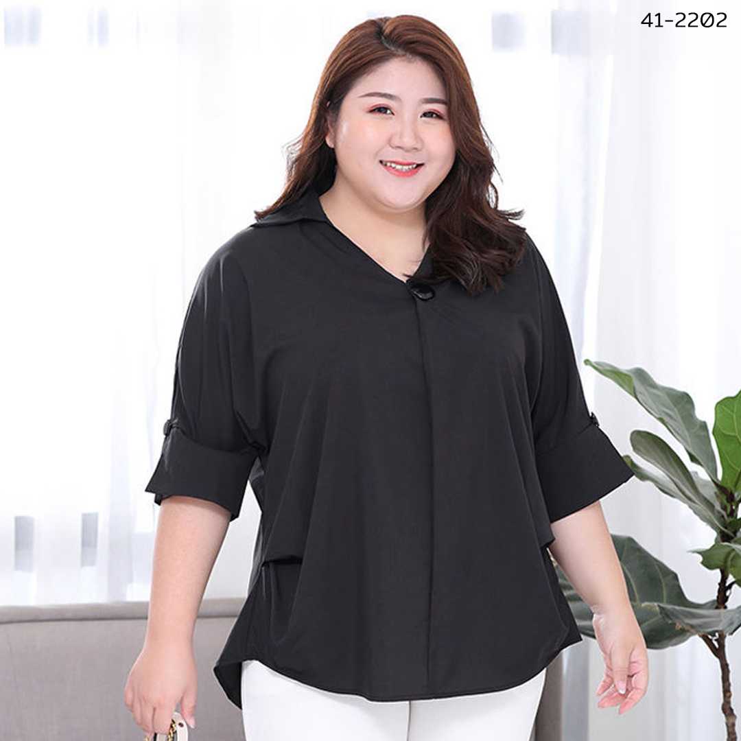 41-2202 เสื้อทำงานทรงค้างคาวคอวี