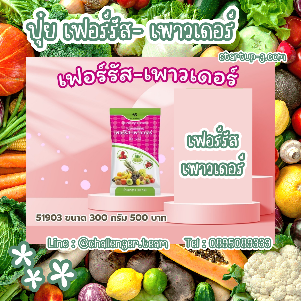 🍏🌿ปุ๋ยเฟอร์รัส-เพาวเดอร์ ปุ๋ยเคมีธาตุอาหารเสริม ธาตุเหล็ก(Fe)12% ในรูปคีเลตEDTAแบบผงใช้ฉีดพ่นทางใบ