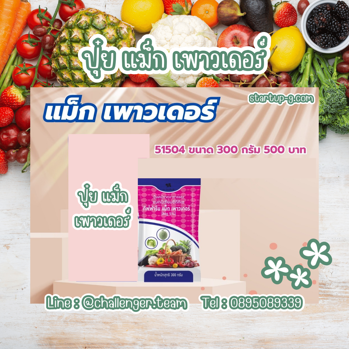 🌿แม็กเพาวเดอร์ ปุ๋ยเคมีธาตุอาหารรองแม็กนีเซียม(Mg)5%เป็นธาตุแม็กนีเซียมเดี่ยวในรูปคีเลตEDTAพ่นทางใบ