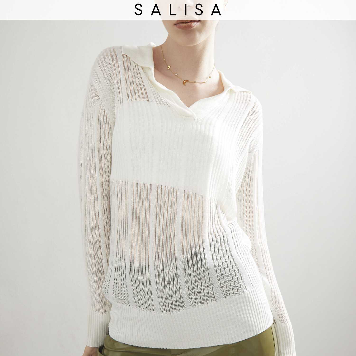 Loose KNIT PF23 SWEATER White เสื้อไหมพรมซีทรูไม่มีซับ