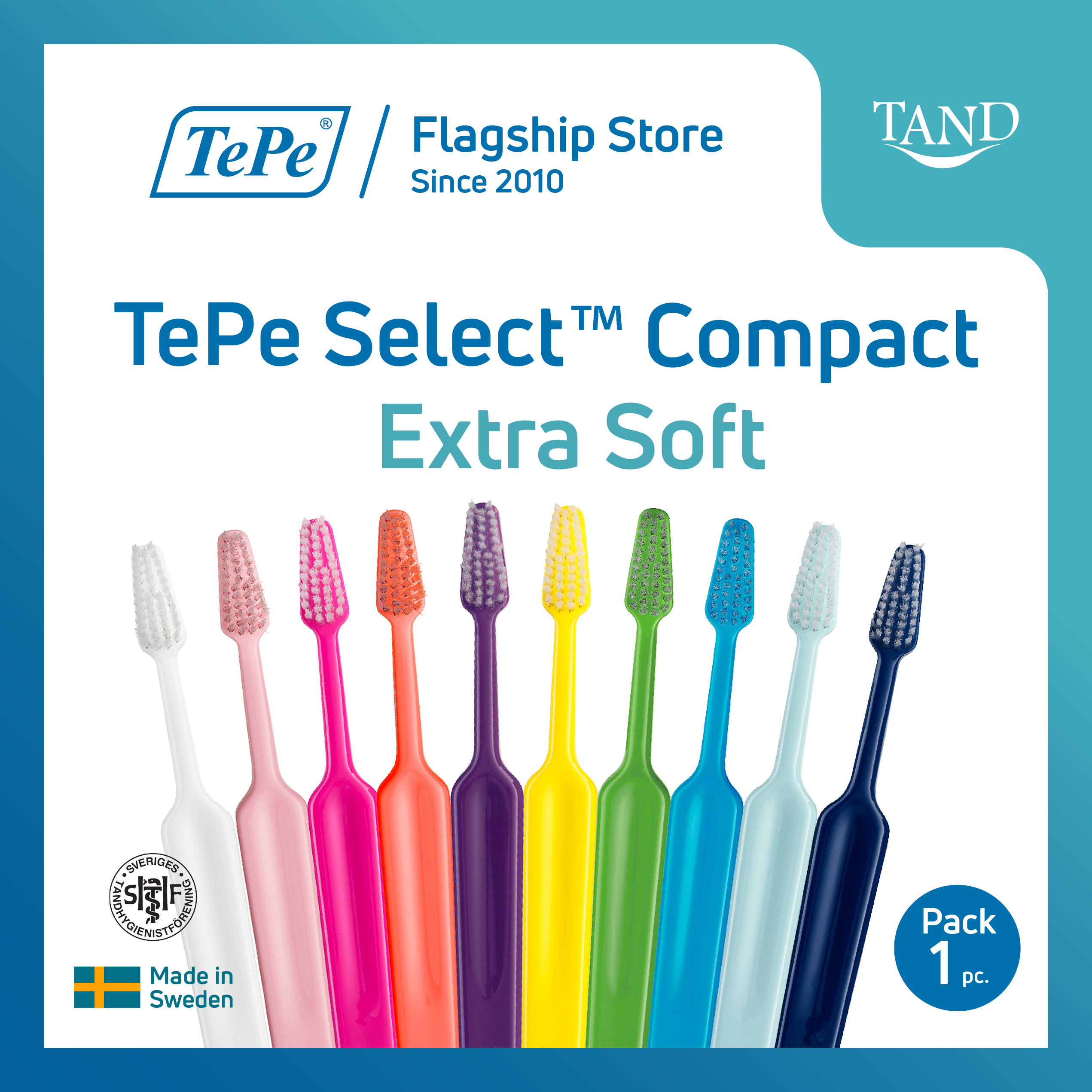 TePe Select™ Compact X-Soft เทเป ซีเล็ค แปรงสีฟัน หัวแปรงกระทัดรัด ขนแปรงนุ่มพิเศษ(แพ็ค 1 ชิ้น)