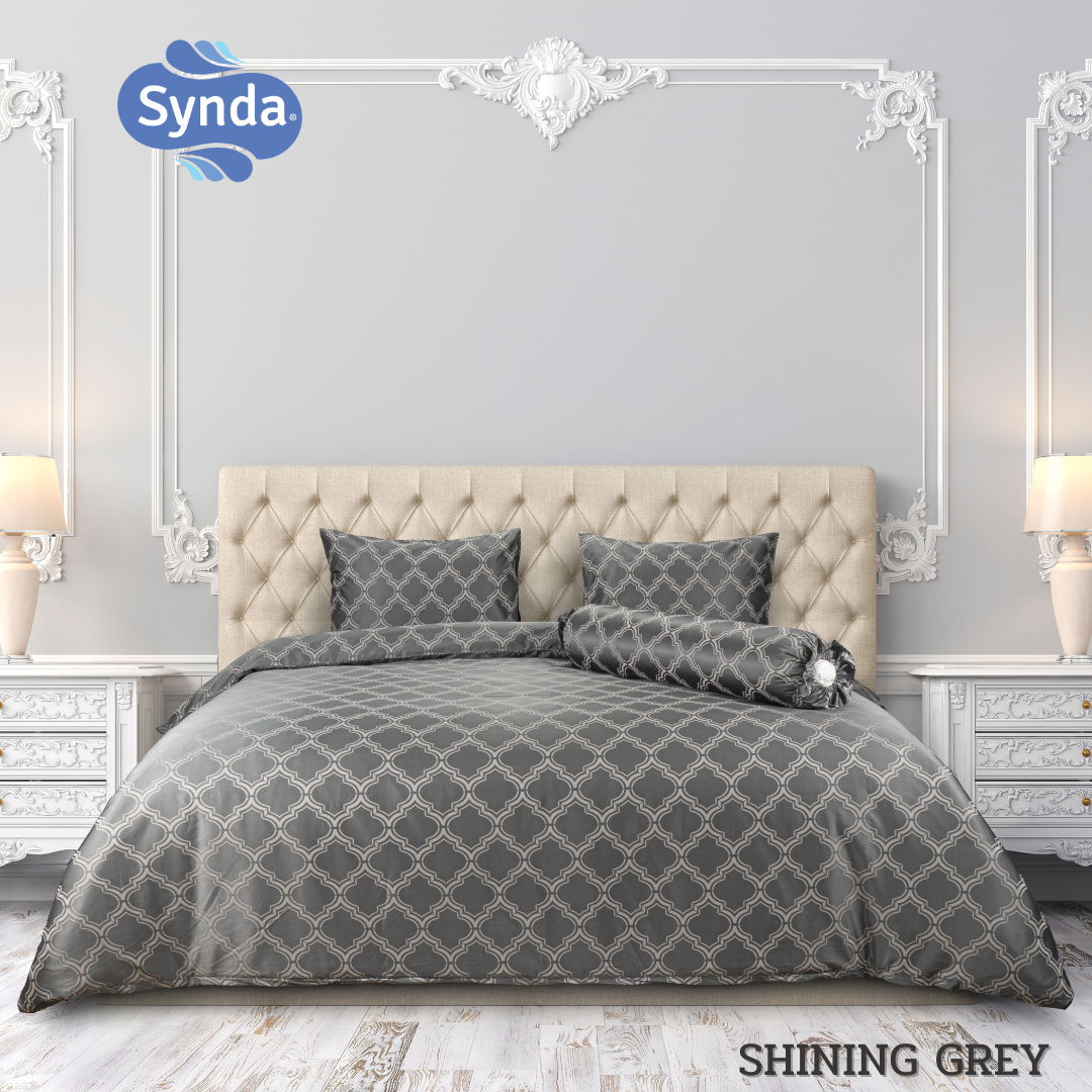 Synda​ ผ้าปูที่นอนรัดมุม รุ่น Micro Plus Cotton ทอ 520 เส้นด้าย ลาย SHINING GREY