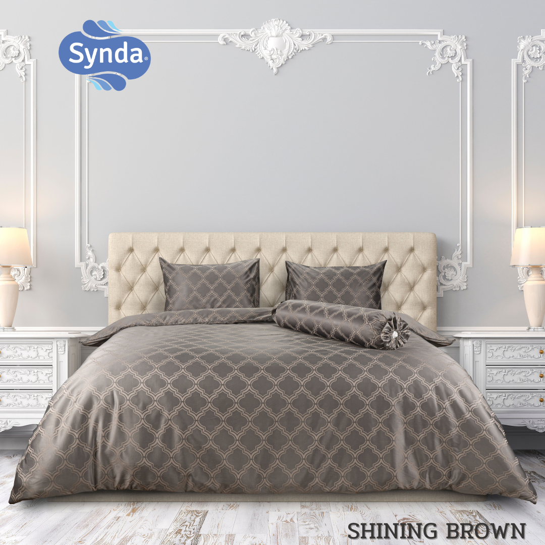 Synda​ ผ้าปูที่นอนรัดมุม รุ่น Micro Plus Cotton ทอ 520 เส้นด้าย ลาย SHINING BROWN