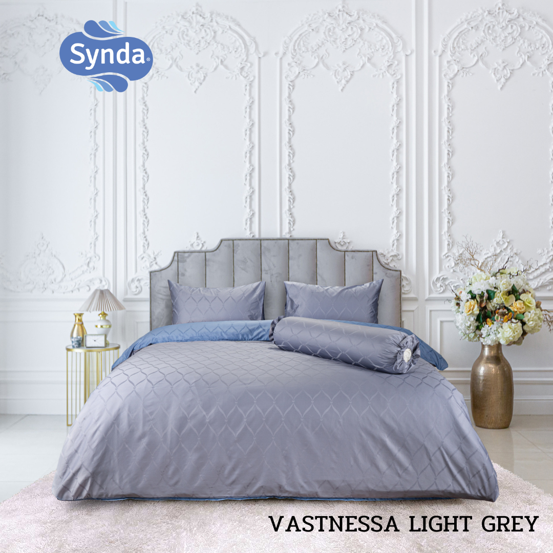Synda ผ้าปูที่นอนรัดมุม Cotton satin ทอลาย Jacquard  500 เส้นด้าย รุ่น VASTNESSA LIGHT GREY
