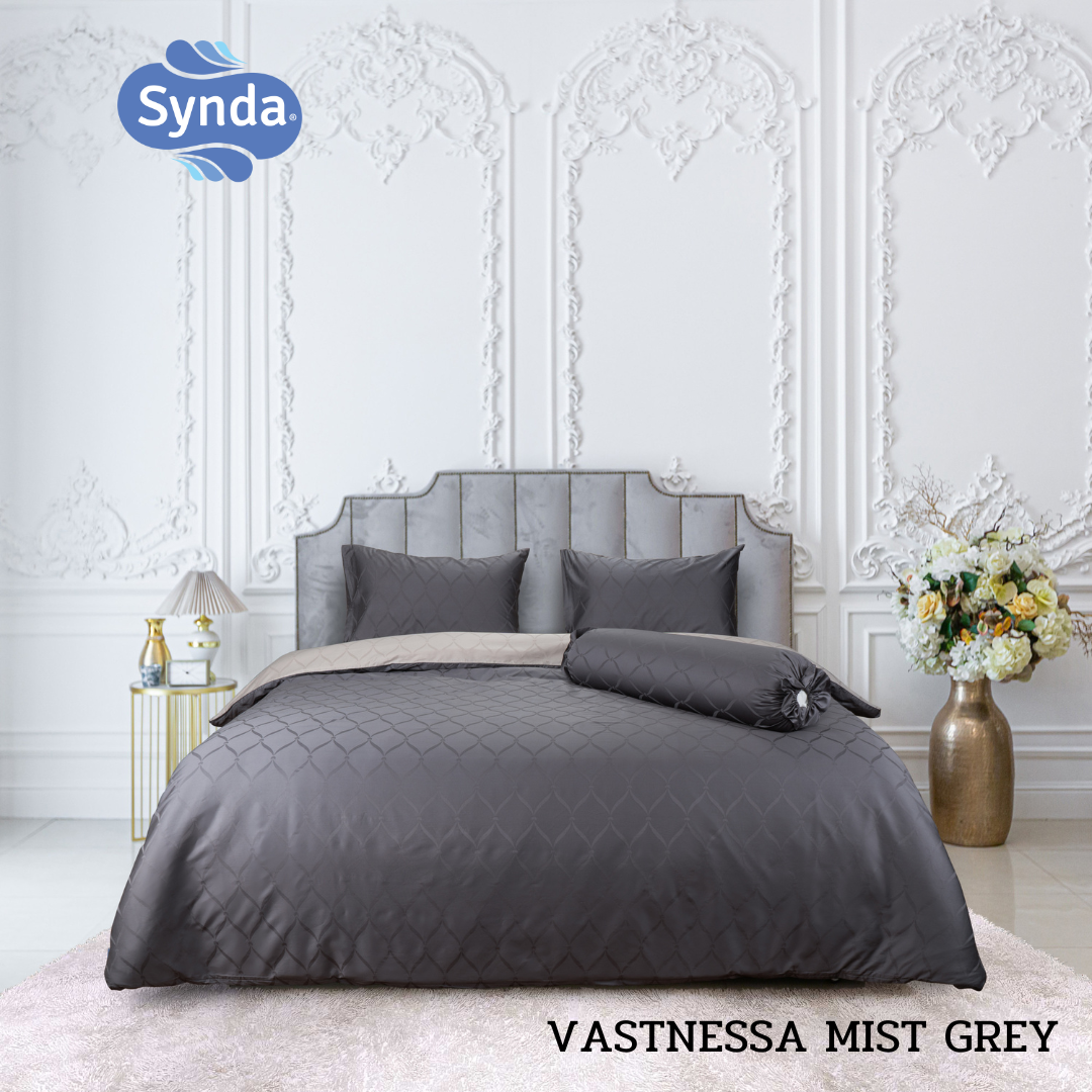 Synda ผ้าปูที่นอนรัดมุม Cotton satin ทอลาย Jacquard  500 เส้นด้าย รุ่น  VASTNESSA MIST GREY