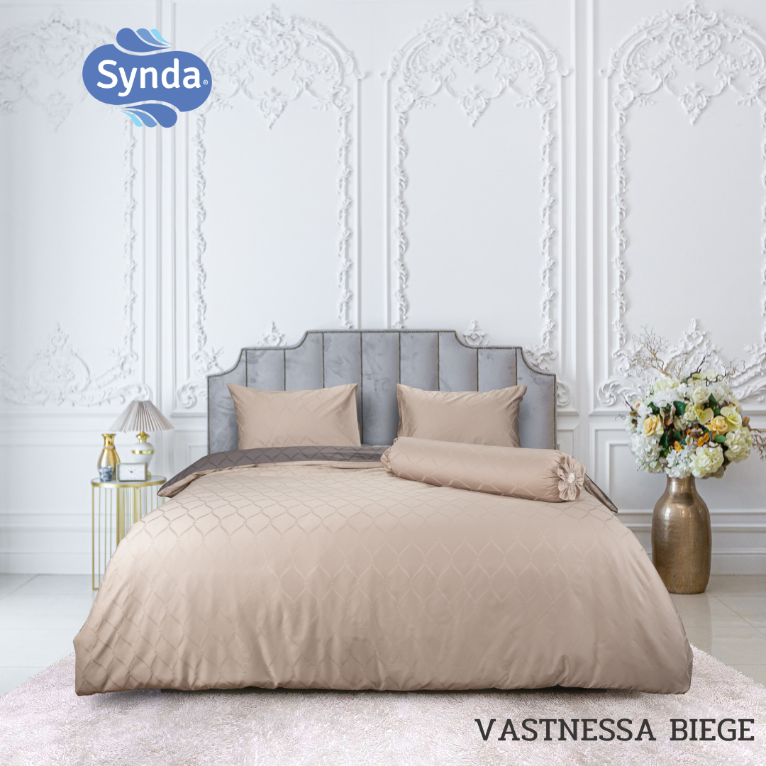 Synda ผ้าปูที่นอนรัดมุม Cotton satin ทอลาย Jacquard  500 เส้นด้าย รุ่น  VASTNESSA BIEGE
