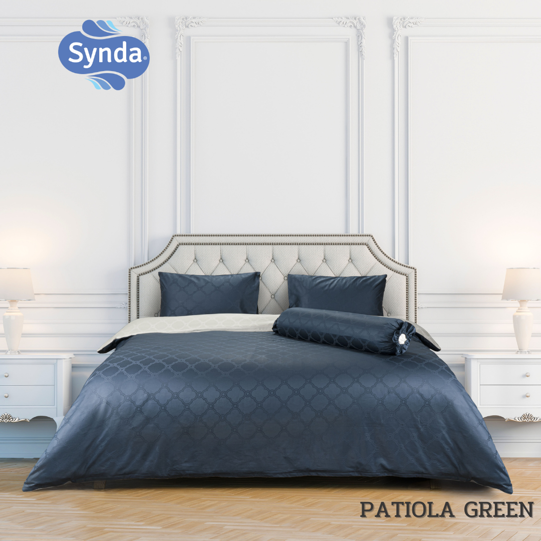 Synda ผ้าปูที่นอนรัดมุม Cotton satin ทอลาย Jacquard  500 เส้นด้าย รุ่น PATIOLA GREEN