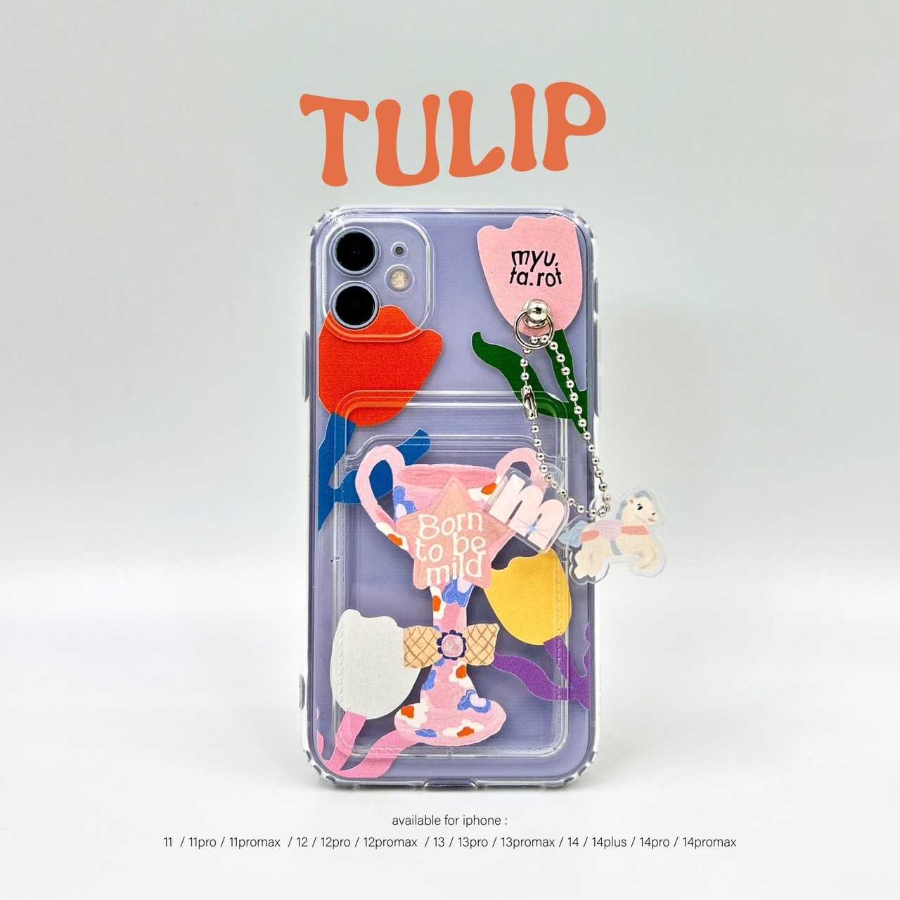iPhone case with card holder - Tulip