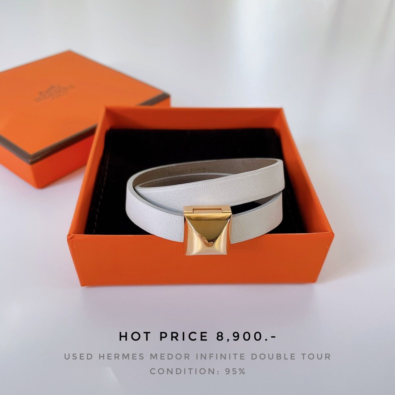 USED HERMES MEDOR INFINITE DOUBLE TOUR BRACELET 