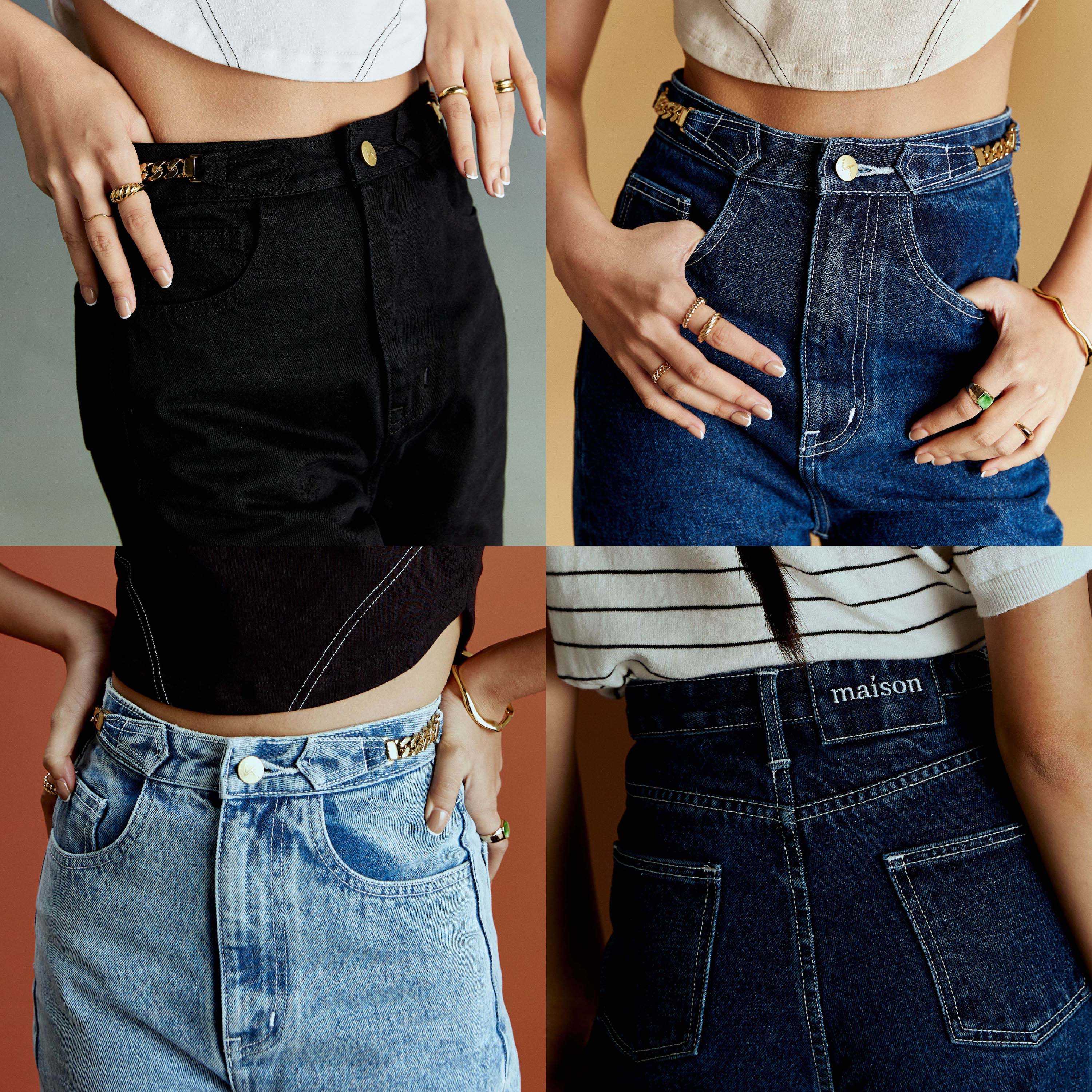 maison KEEPS | Saturn Jeans | กางเกงยีนส์เอวสูงทรงกระบอกอะไหล่ทอง