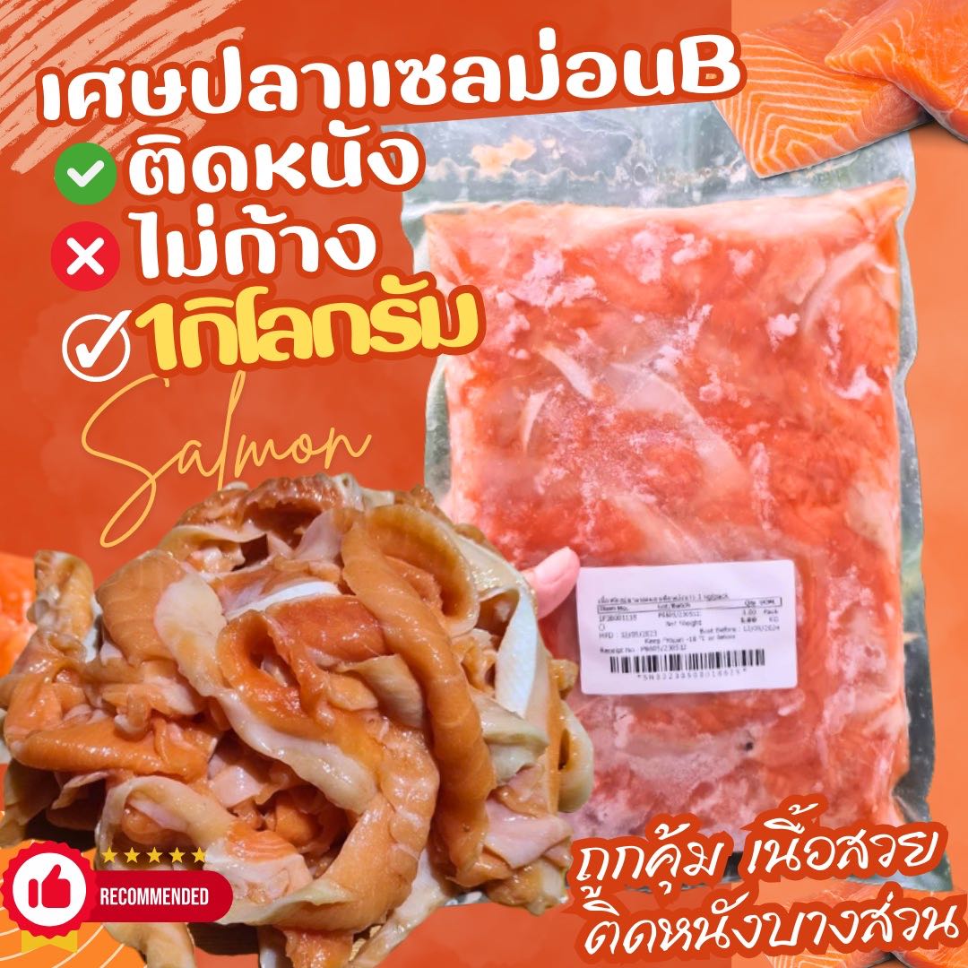 เศษแซลม่อนตัดแต่ง ติดหนัง ไม่ก้าง 1 Kg.