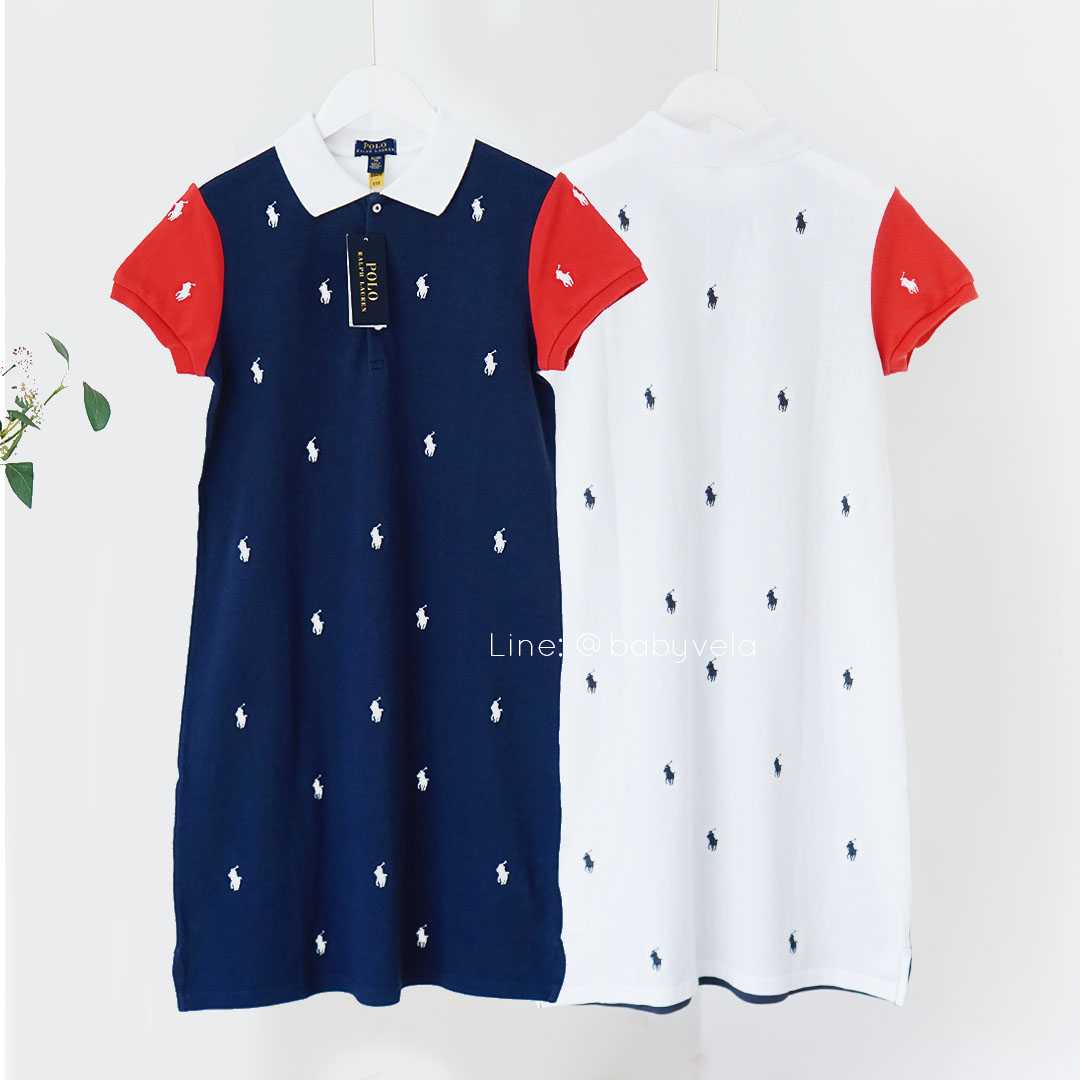 Polo Pony Cotton Mesh Polo Dress (Rustic Navy And White)