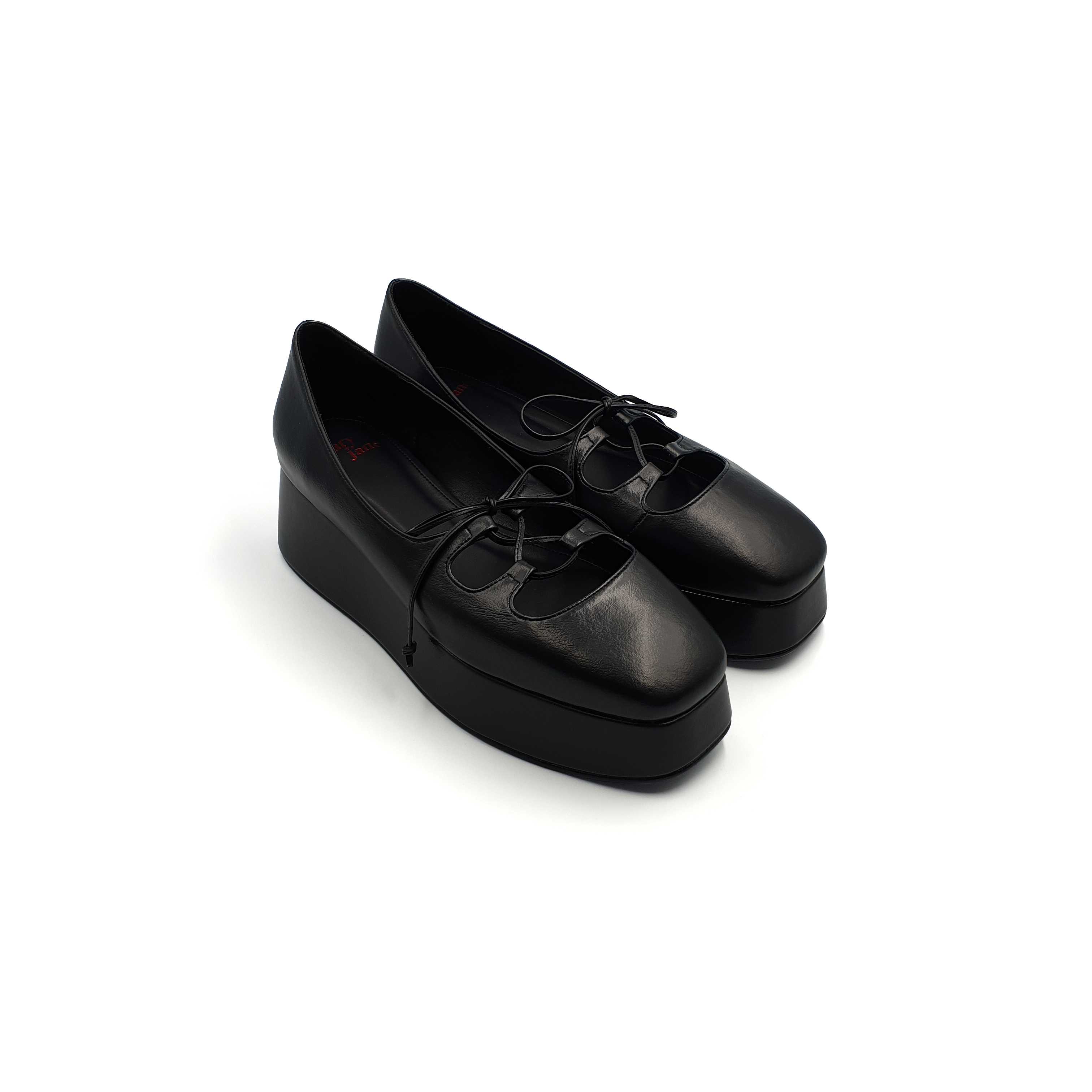 POPPY BALLERINA PLATFORMS IN BLACK