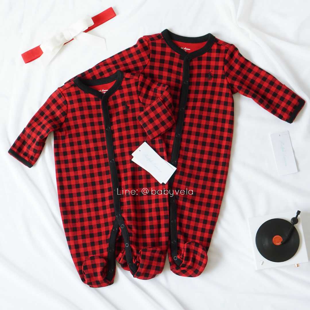 Classics Plaid Cotton Footed Coverall (Red)