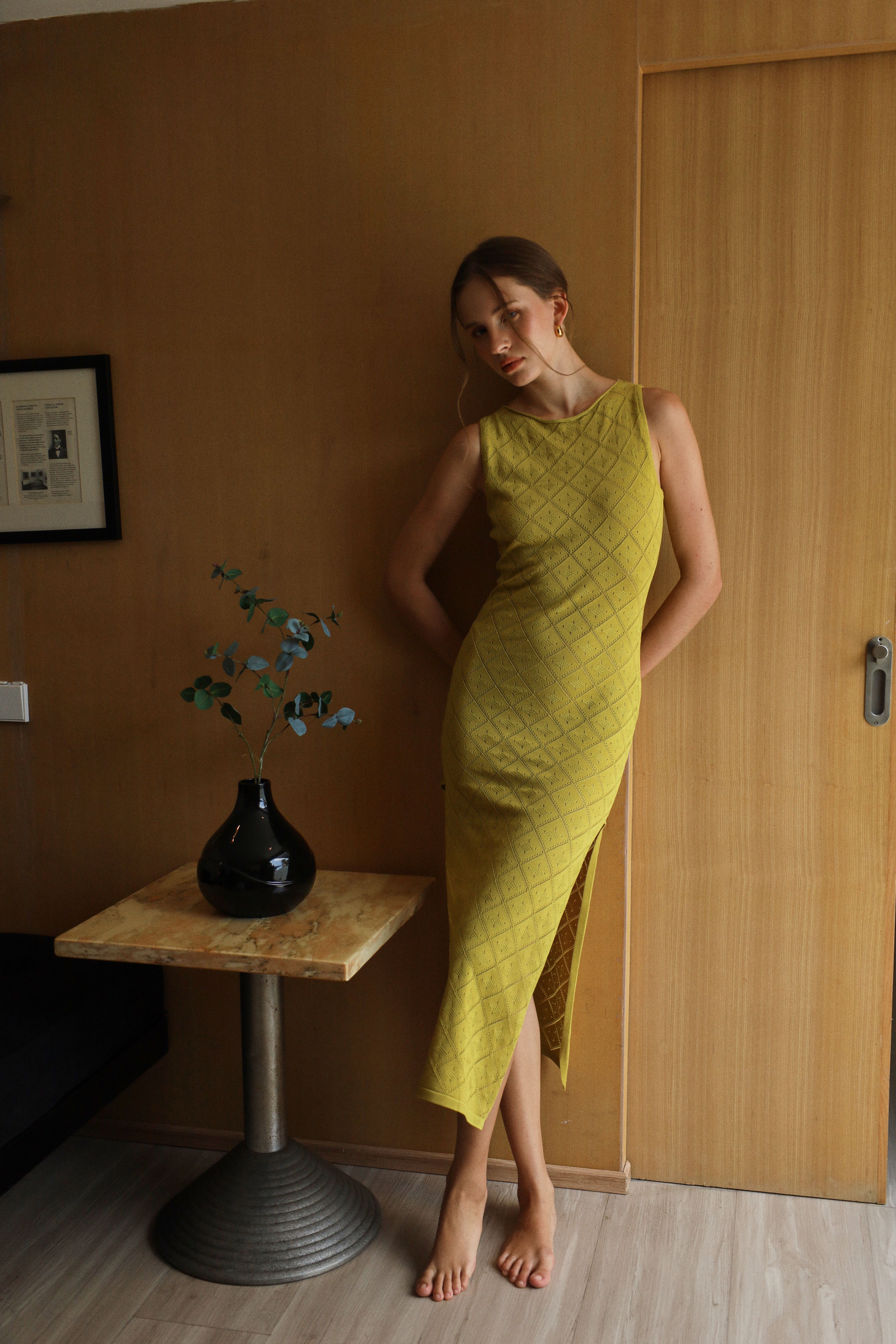 Asher Maxi Dress - mustard, black and cream FREESIZE