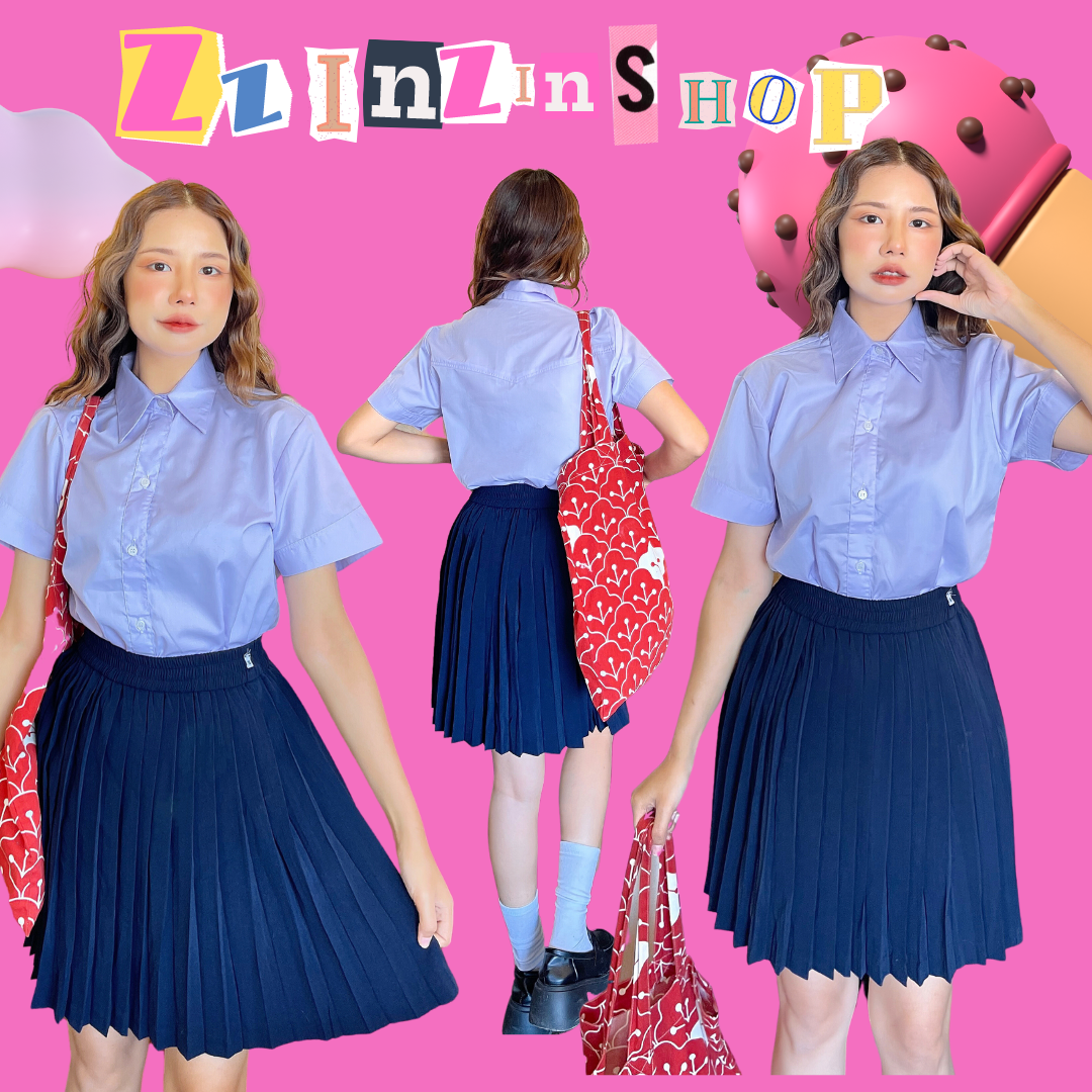กระโปรงพลีทสีกรม