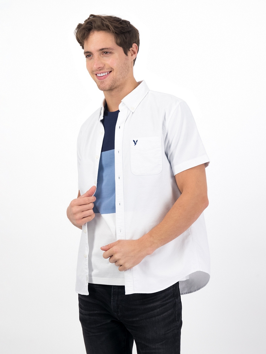เสื้อเชิ้ต ผู้ชาย 2105 INT SS CF BTD YD SOLID OXFORD W EAGLE ( 015-2105-100 )
