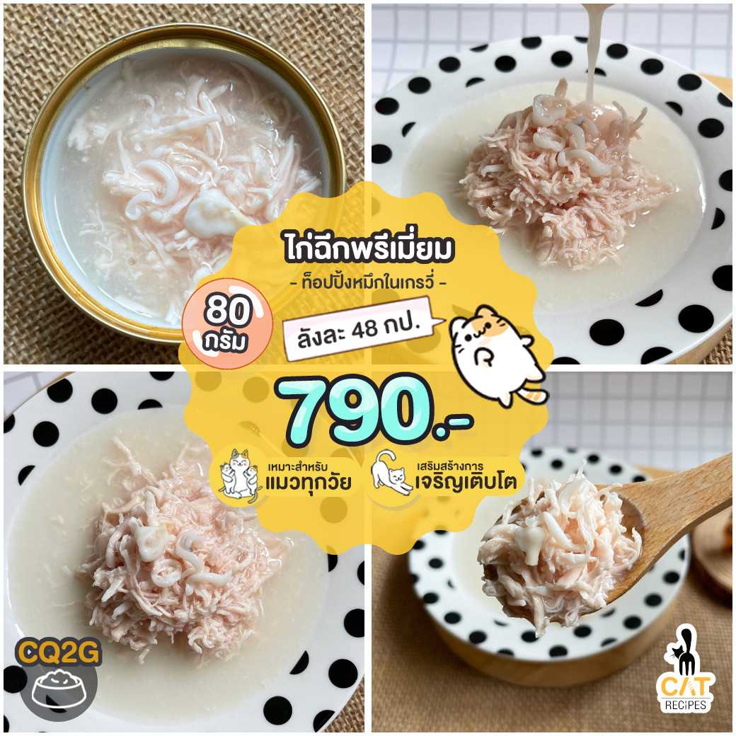 • ( CQ2G ) ไก่ท็อปปิ้งหมึกในเกรวี่ ไซส์ 80 กรัม