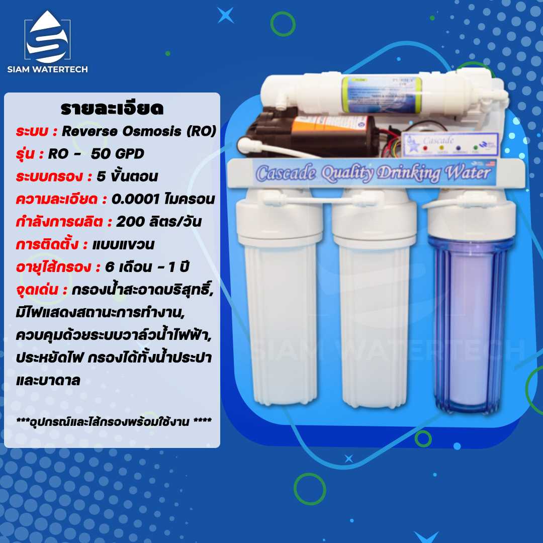 เครื่องกรองน้ำดื่ม RO 50GPD รุ่น อันเดอร์ซิงค์