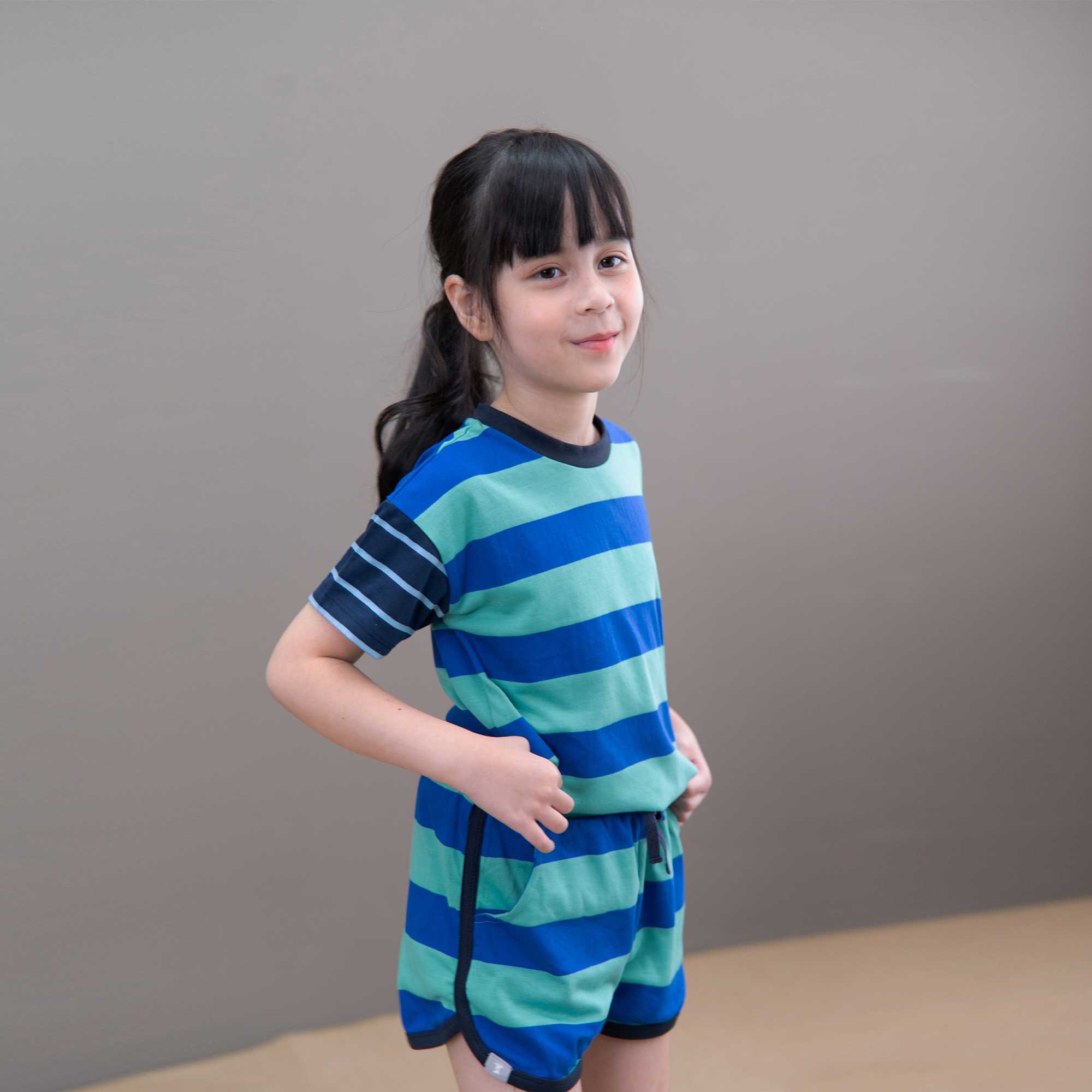 QueenCows Kids ชุดเซ็ต Brett Striped Jersey (Green)