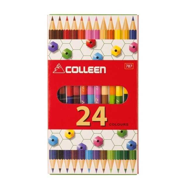 COLLEEN สีไม้คอลลีน 2 หัว 12 ด้าม 24 สี คอลีน ดินสอสี สีไม้ ( ด้ามเหลี่ยม ) US.Station