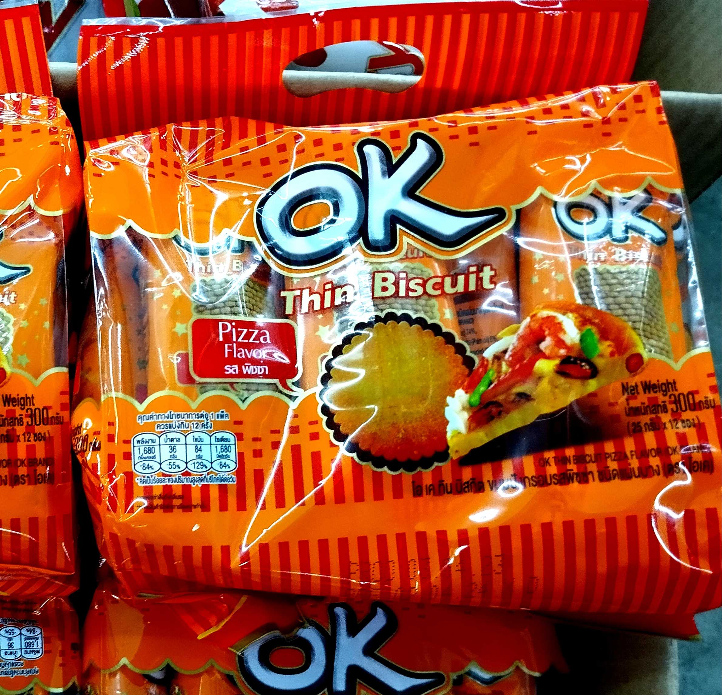 โอเค ทิน บิสกิตขนมปังกรอม ชนิดแผ่นบาง