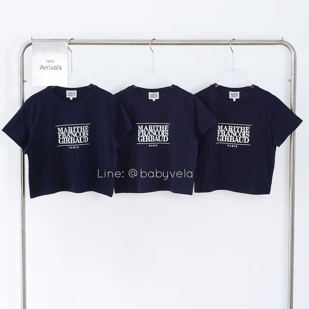 Marithe W Classic Logo Crop Tee (Navy)