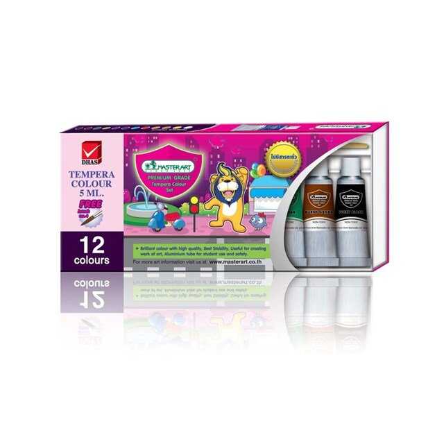 สีน้ำ 5 มล. (กล่อง12สี) เทมพาล่า มาสเตอร์อาร์ต Tempera เทมพาล่า สีน้ำวาดเขียน นักเรียน