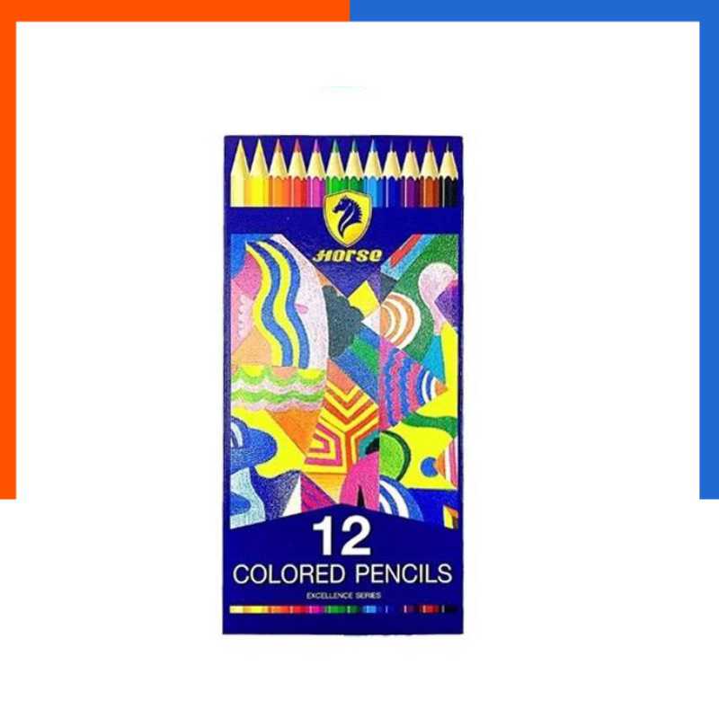 สีไม้ ตราม้า Horse ดินสอสีไม้ 12สี แท่งยาว พร้อมส่ง มีเก็บปลายทาง US.Station