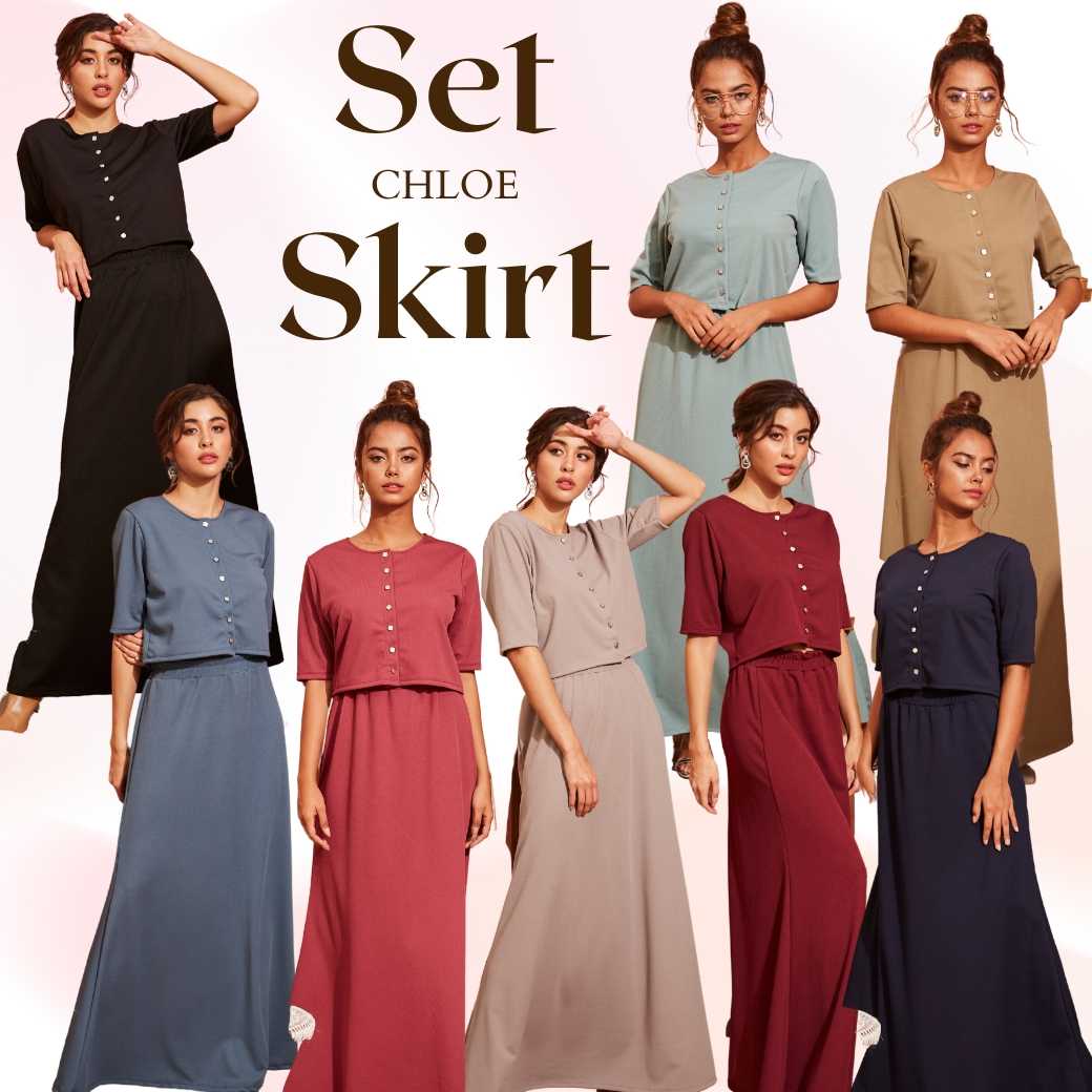 Set Skirt Chloe ชุดเซ็ทเสื้อ&กระโปรง 8สี