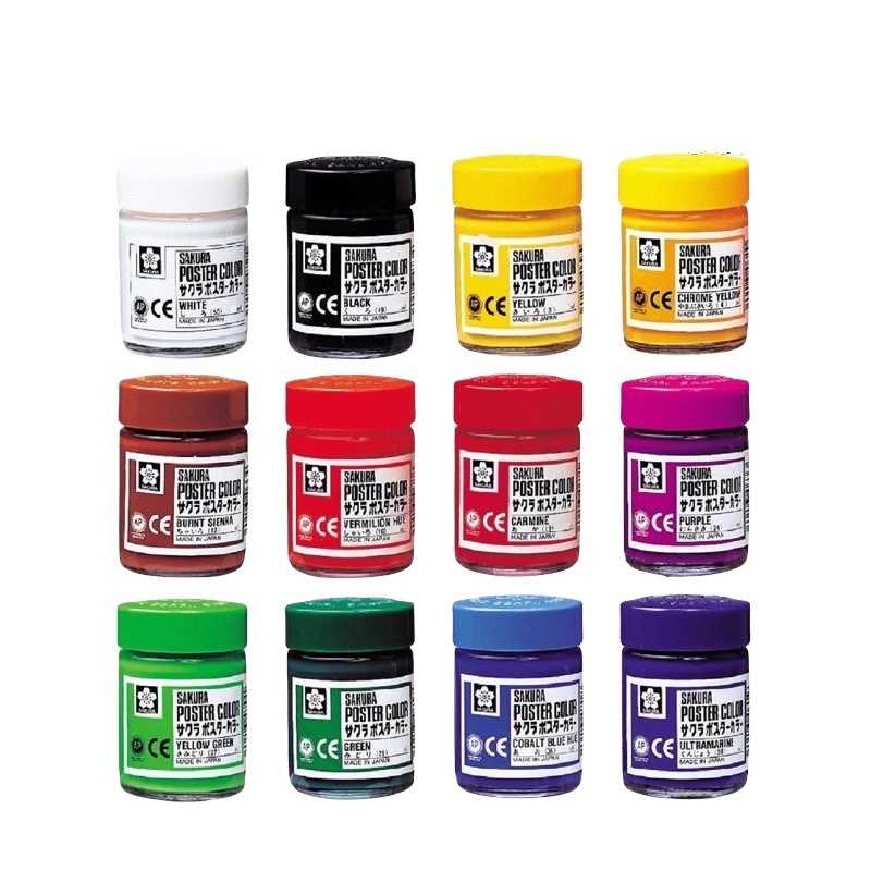 สีโปสเตอร์ ซากุระ 15cc. สีน้ำคุณภาพสูง ระบายหิน เหล้ก แก้ว พลาสติค ไม้ สีสด Sakura US.Station