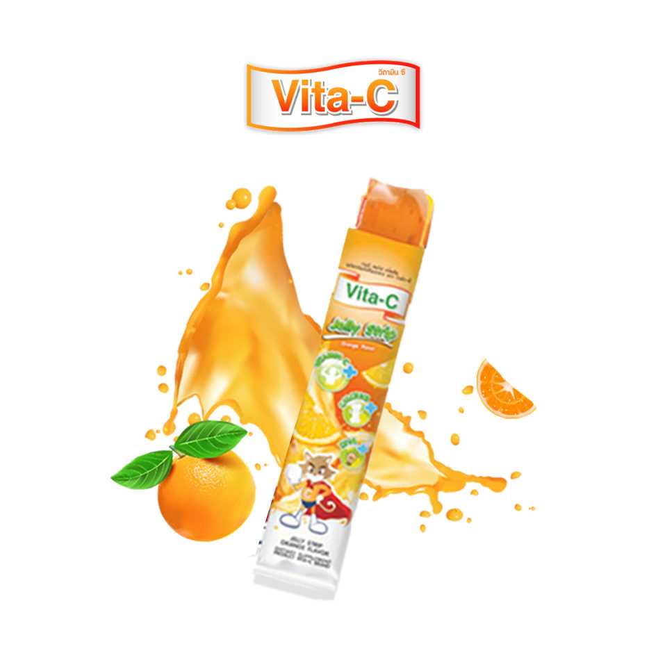 Vita-C Jelly Strip Orange Flavor ผลิตภัณฑ์ เจลลี สตริป กลิ่นส้ม สำหรับเด็ก 1ซอง