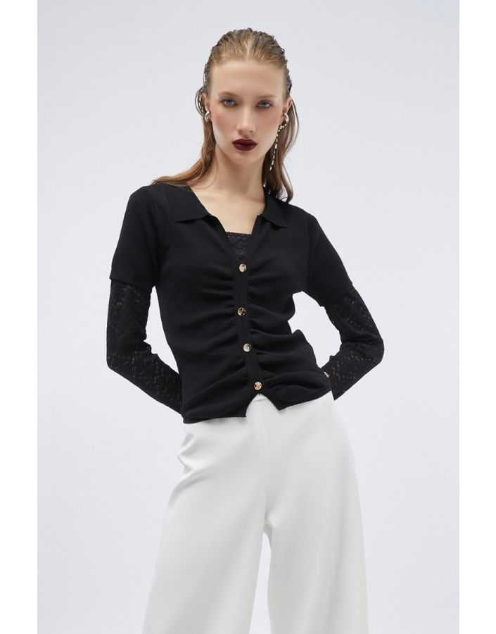 เสื้อเชิ้ตคอวีแต่งย่น | Side Ruched Detail Shirt | 06105 | VWRSWSS0610519