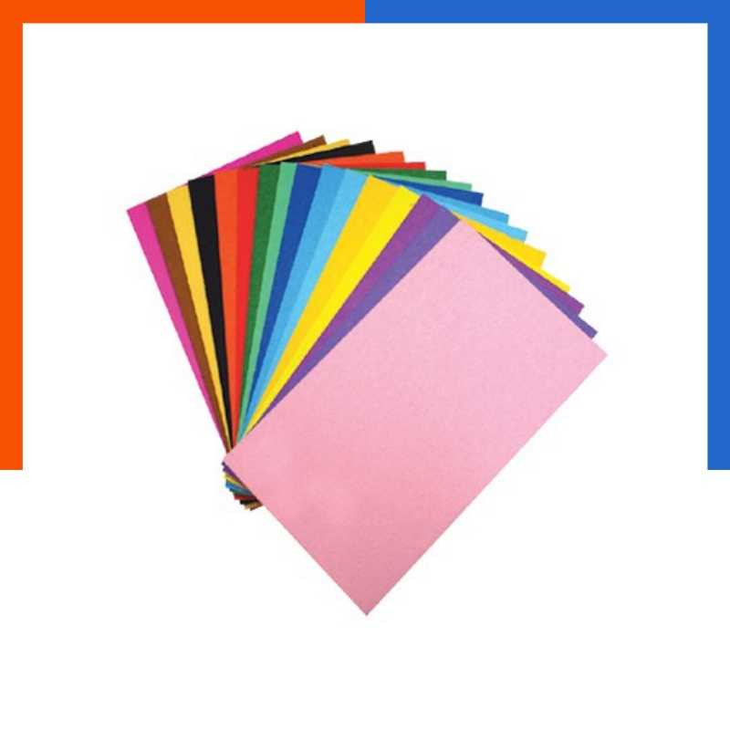 กระดาษการ์ดสีสดA4 100 แกรม 2 หน้า เกรดAA แพค 100 แผ่น 10สี คละสี ในห่อเดียว