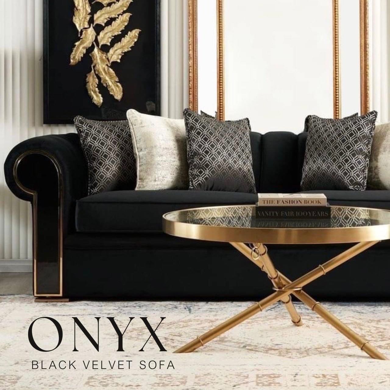 ONYX black velvet sofa
