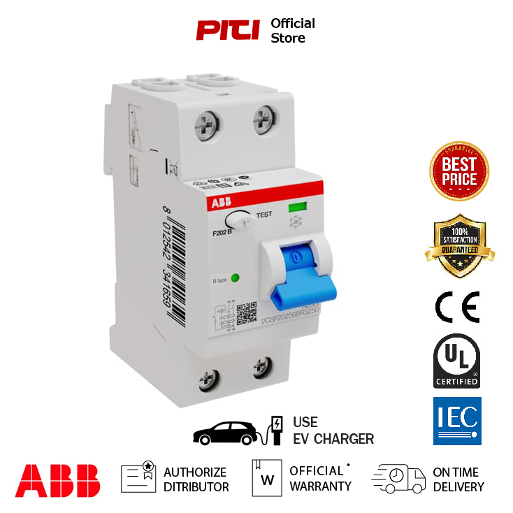 ABB F202B กันดูด Type B RCCB 40/0.03 25A 2P สำหรับ EV Charger