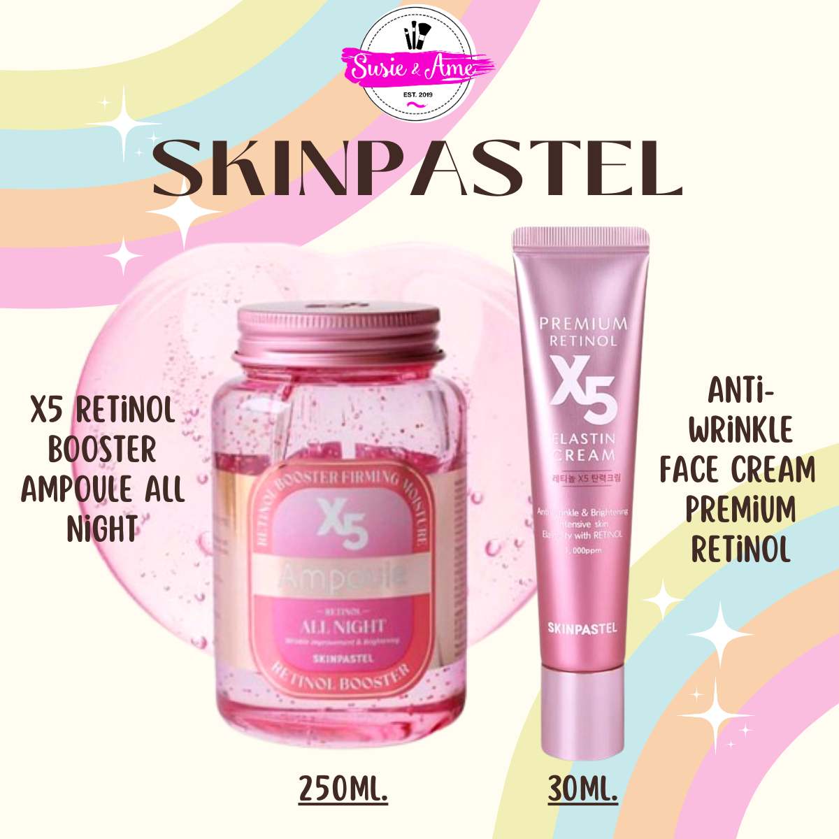 SKINPASTEL X5 Retinol Booster Ampoule All Night / Anti-wrinkle Face Cream Premium Retinol