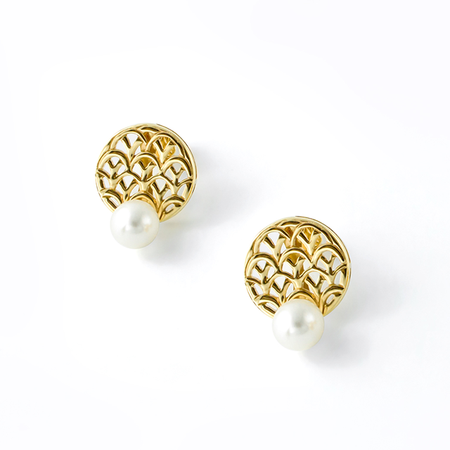 Golden Ray of Sunshine Stud pearl earrings