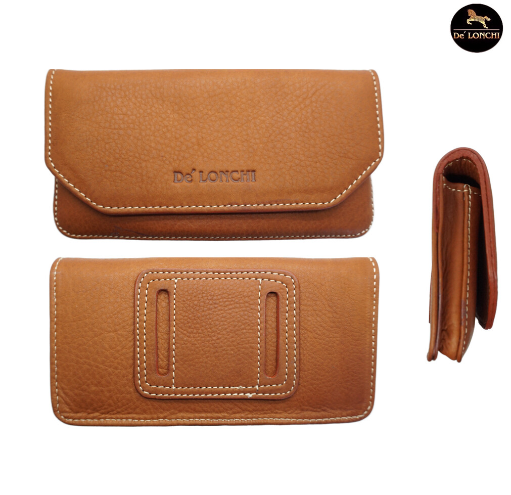 Delonchi กระเป๋าร้อยเข็มขัดทรงนอน ซองหนังใส่โทรศัพท์ เคสโทรศัพท์