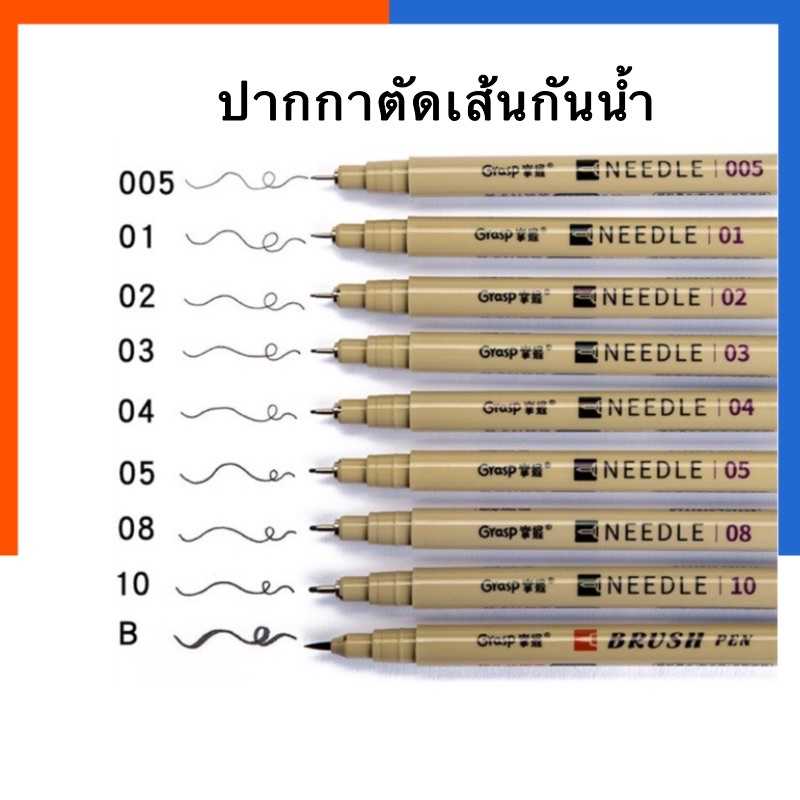 ปากกาตัดเส้น ปากกากราฟฟิก เขียนแบบ กันน้ำ Graps Fineliner หมึกซึม